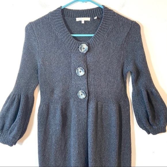 vince. Bishop Button Babydoll Gray Duster Cardigan - Picture 9 of 13